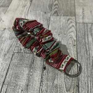 Christmas Red and Green Woven Key Holder with Metallic Accents